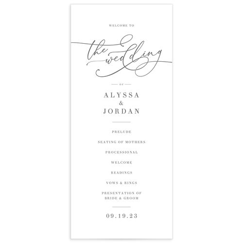 Romantic Calligraphy Wedding Programs - Silver