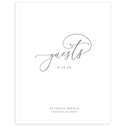 Elegant Calligraphy Wedding Guest Book - Silver