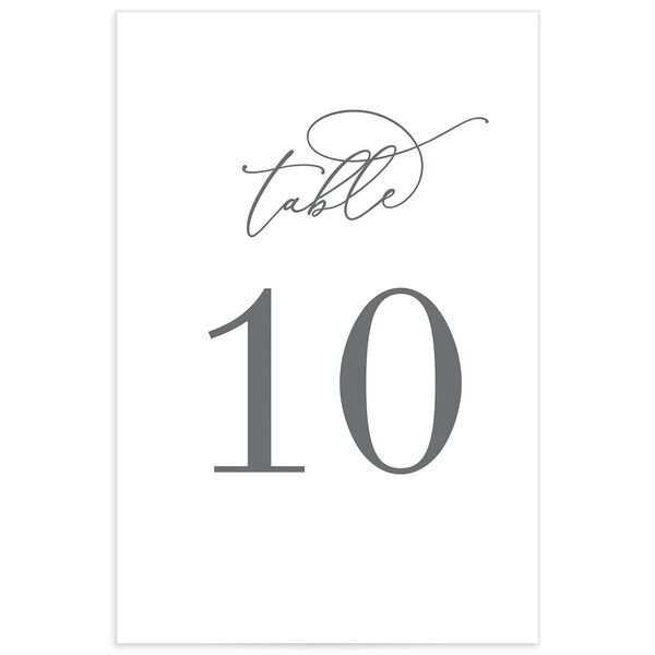 Elegant Calligraphy Table Numbers front in Silver
