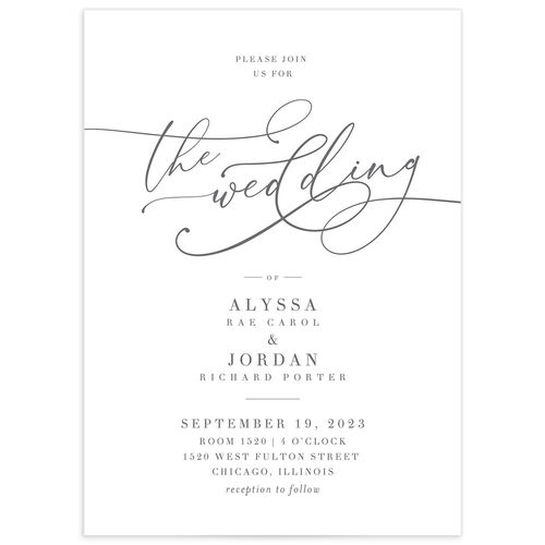 Elegant Calligraphy Wedding Invitations - Silver