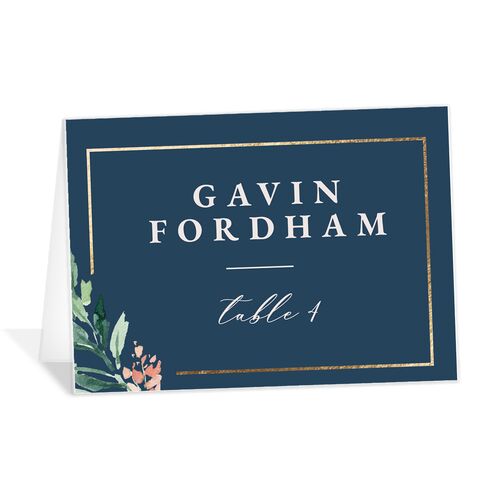 Gilded Botanical Foil Place Cards - Moody Blue