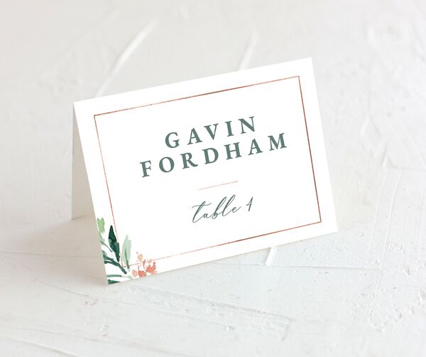 Geometric Floral Place Cards front in Jewel Green