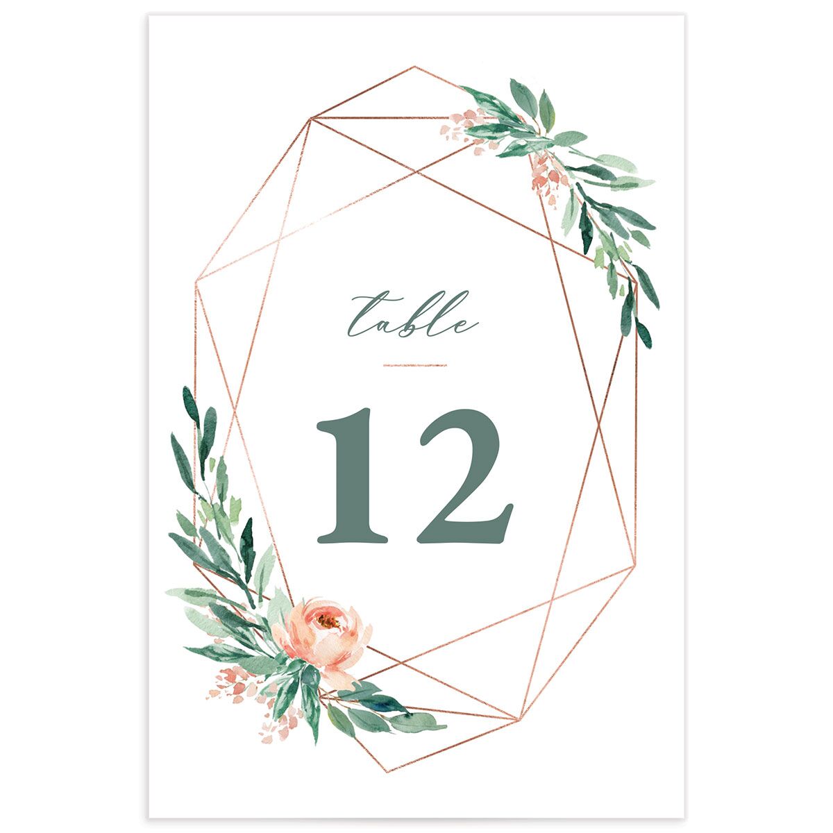 Geometric Floral Table Numbers front in Jewel Green