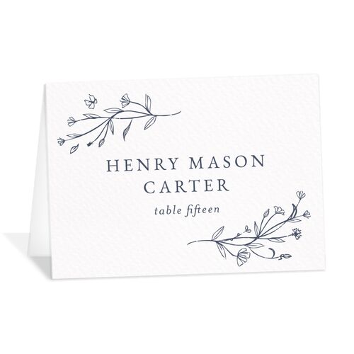 Natural Monogram Place Cards - Midnight Navy