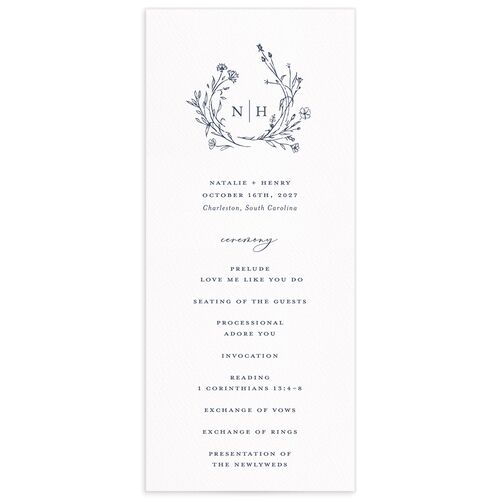 Natural Monogram Wedding Programs - Midnight Navy