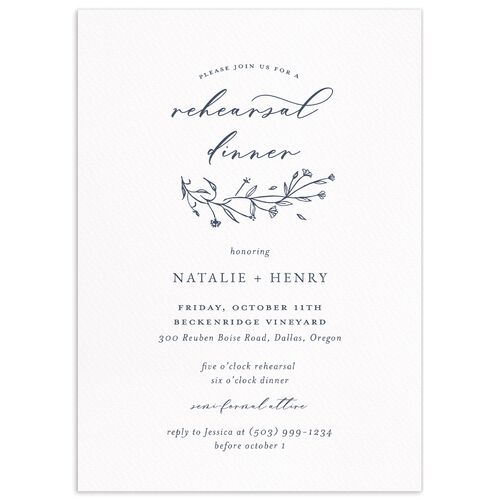 Natural Monogram Rehearsal Dinner Invitations - Midnight Navy