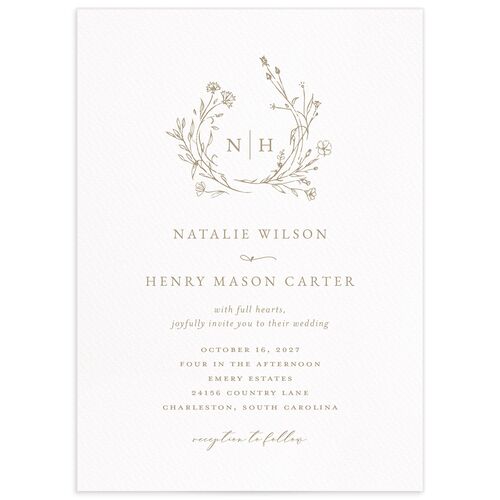 Natural Monogram Wedding Invitations - Fawn