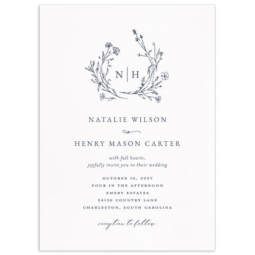 Natural Monogram Wedding Invitations - Midnight Navy