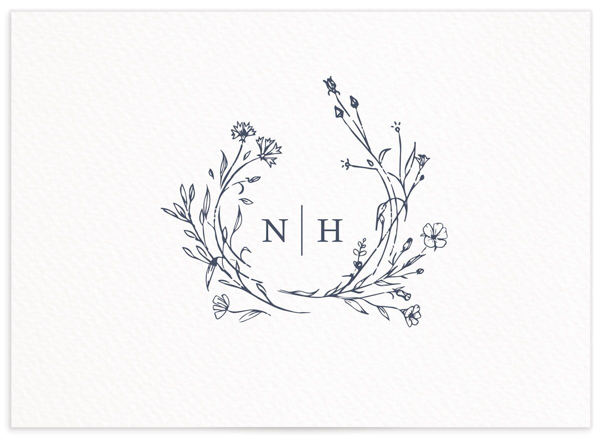 Illustrated Floral Wedding Response Cards back in French Blue