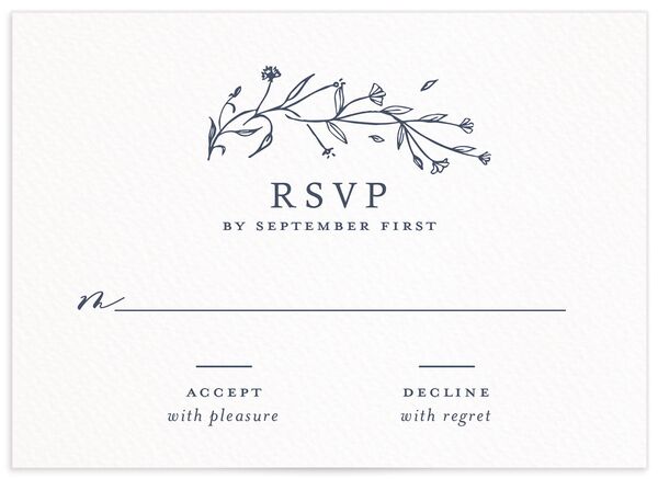 Illustrated Floral Wedding Response Cards front in French Blue