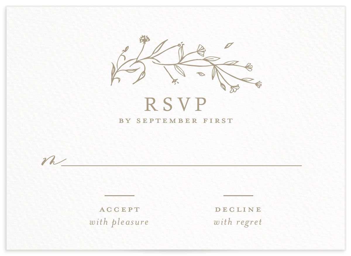 Illustrated Floral Wedding Response Cards front in Walnut