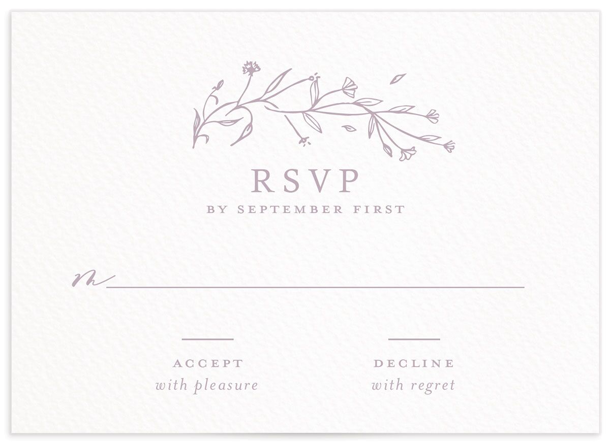 Illustrated Floral Wedding Response Cards front in Jewel Purple