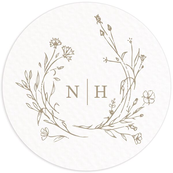 Illustrated Floral Wedding Stickers front in Walnut