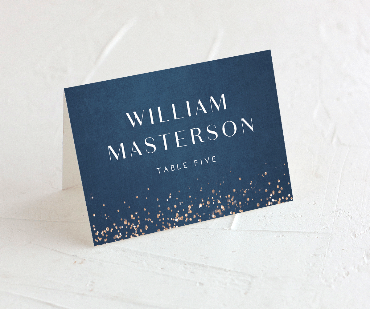 Elegant Glamour Place Cards front in French Blue