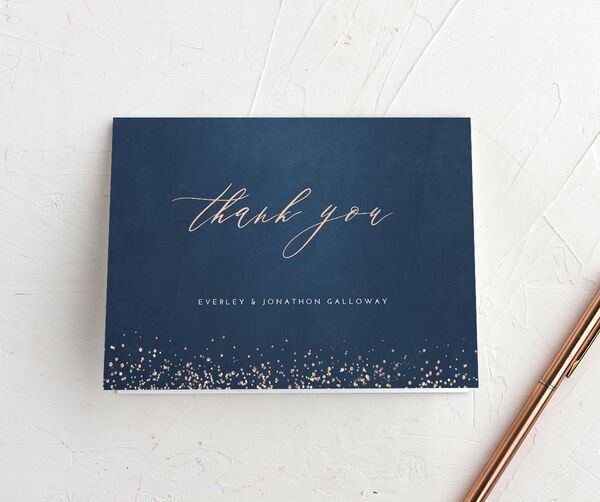 Elegant Glamour Thank You Cards front in French Blue