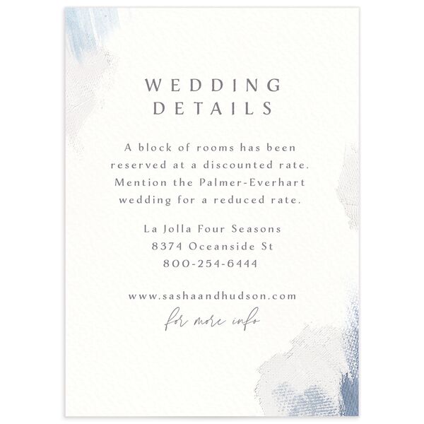 Painted Brushstroke Wedding Enclosure Cards front in Blue