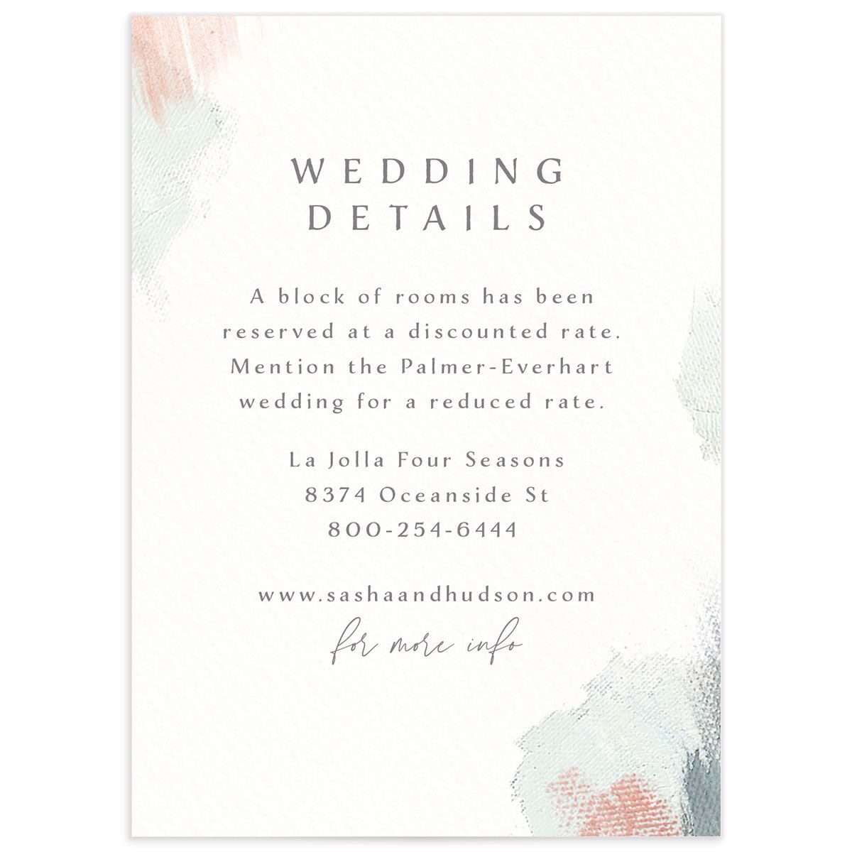 Painted Brushstroke Wedding Enclosure Cards front in Jewel Green