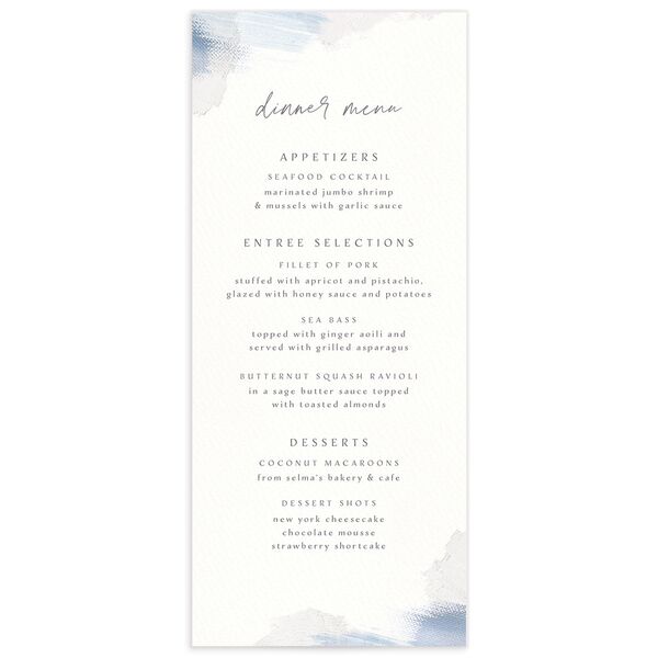 Painted Brushstroke Menus front in French Blue