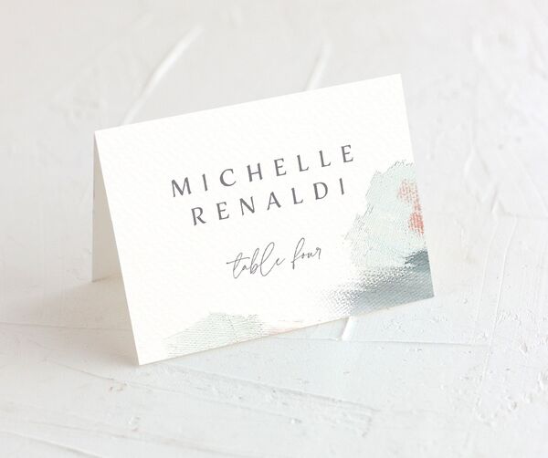 Painted Brushstroke Place Cards front in Jewel Green