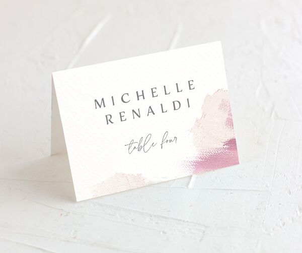 Painted Brushstroke Place Cards front in Pink