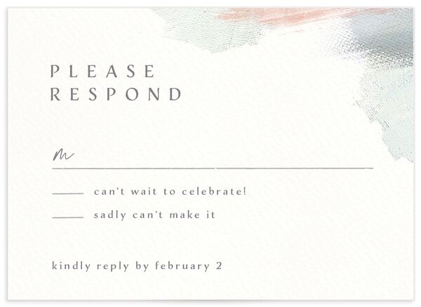 Painted Brushstroke Wedding Response Cards front in Jewel Green