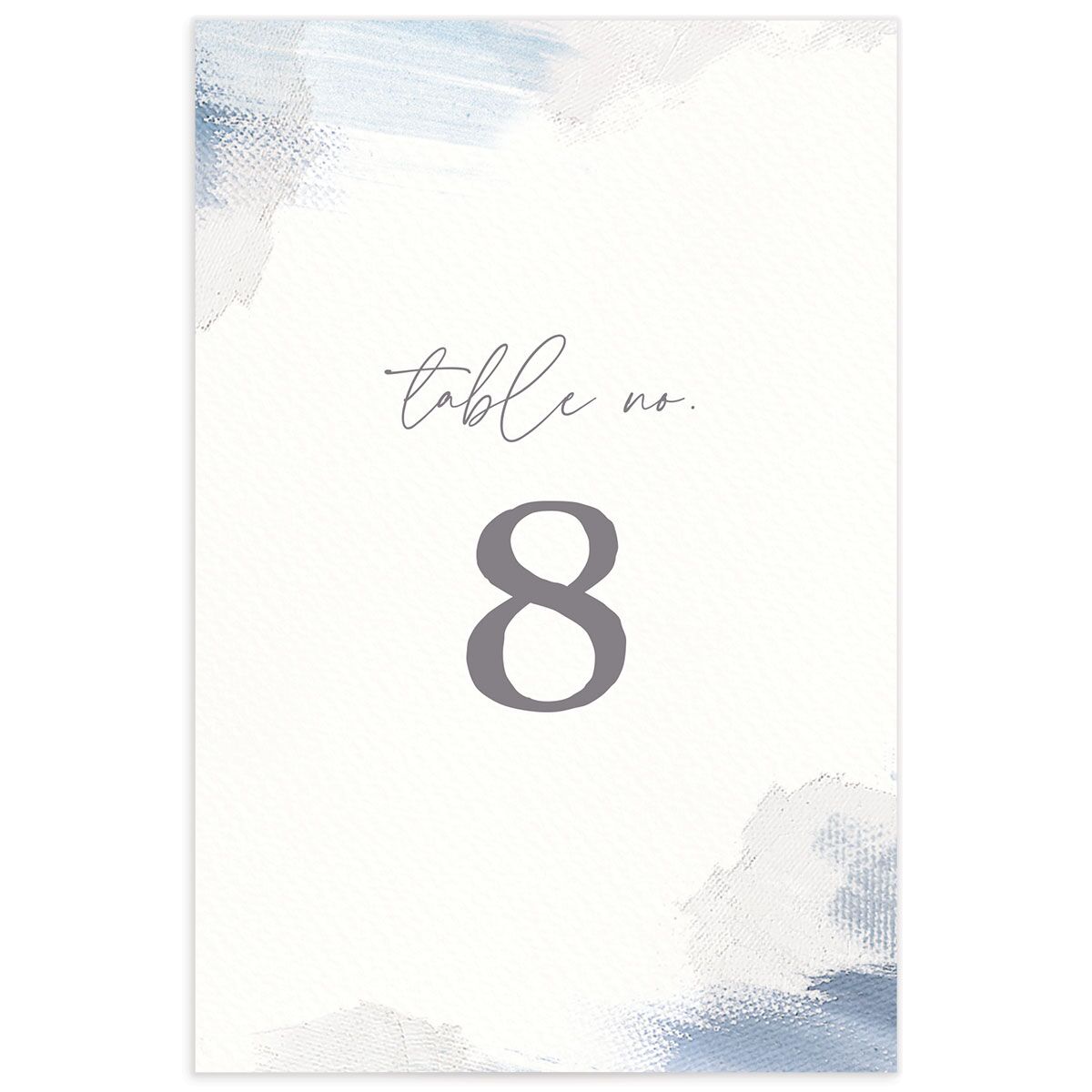 Painted Brushstroke Table Numbers front in French Blue