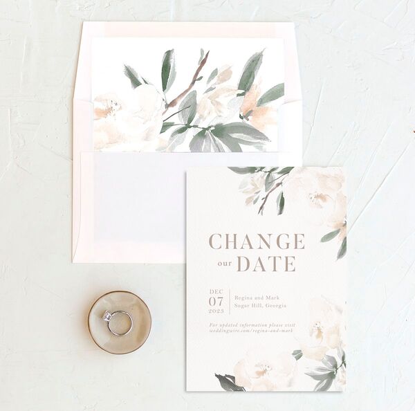 Floral Elegance Change the Date Cards envelope-and-liner in Jewel Green
