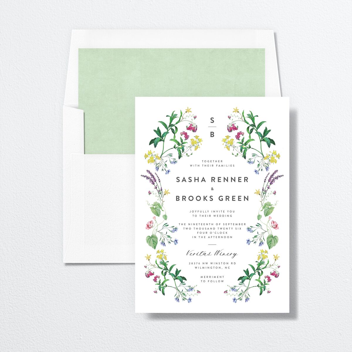 Floral Elegance Envelope Liners envelope-and-liner in Jewel Green