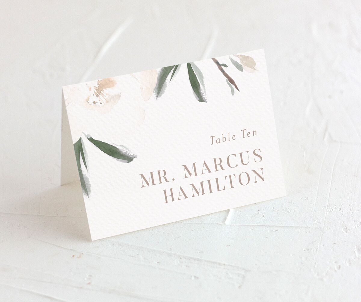 Floral Elegance Place Cards front in Green