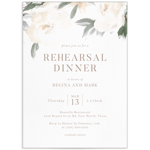 Floral Elegance Rehearsal Dinner Invites - Jewel Green
