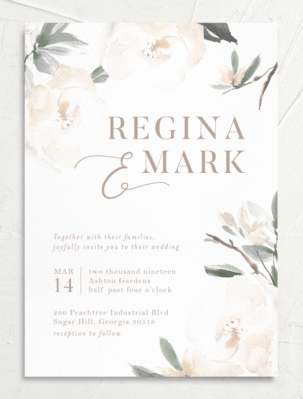 Floral Elegance Save the Date Cards front in Jewel Green