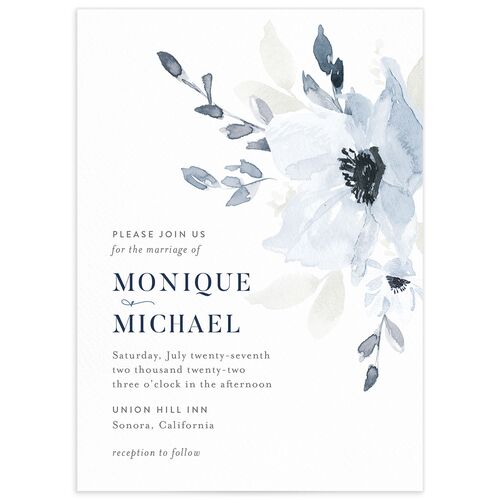 Watercolor Bloom Wedding Invitations - French Blue