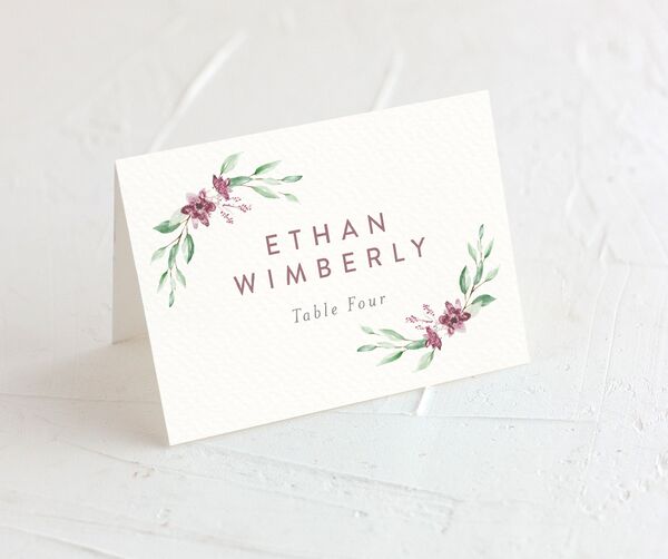 Rustic Emblem Place Cards front in Rose Pink