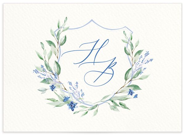 Rustic Emblem Wedding Response Cards back in Blue