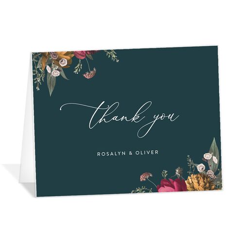Blooming Botanical Thank You Cards - Ink Blue