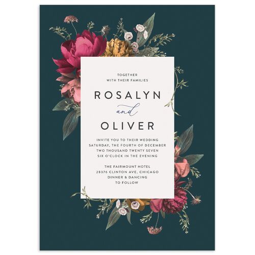 Blooming Botanical Wedding Invitations - Ink Blue