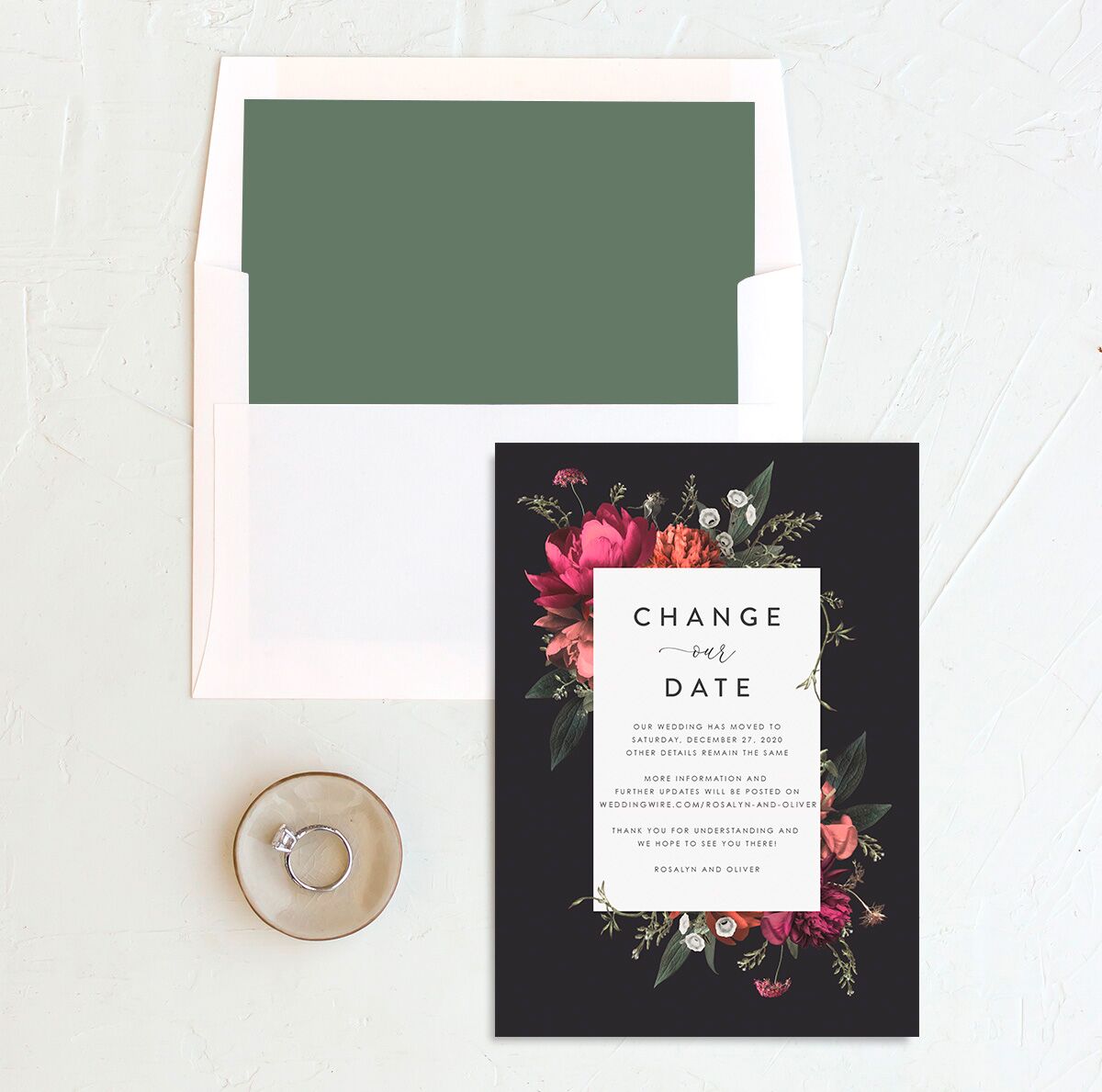 Classic Garden Change the Date Cards envelope-and-liner in Midnight