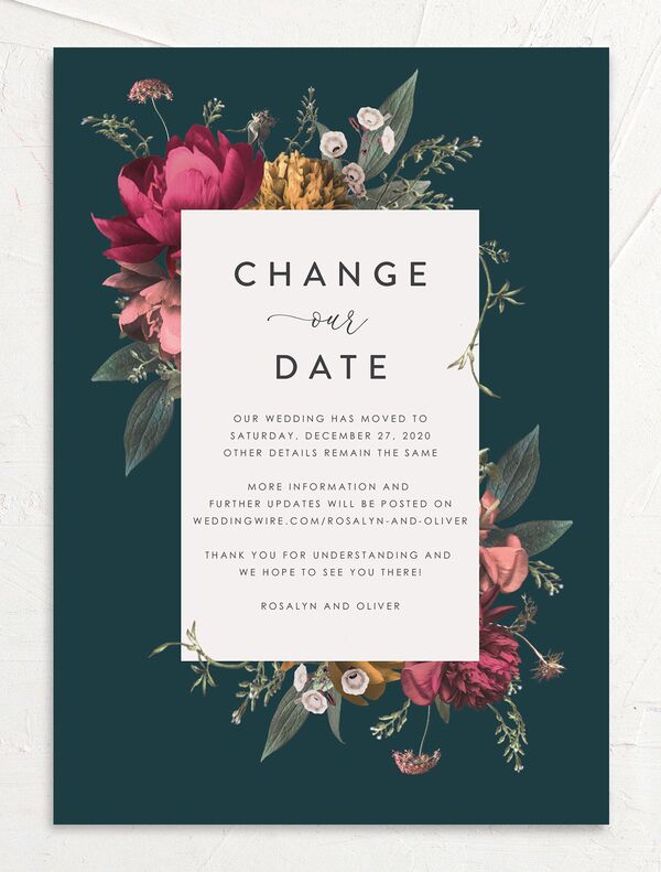 Classic Garden Change the Date Cards front in Teal