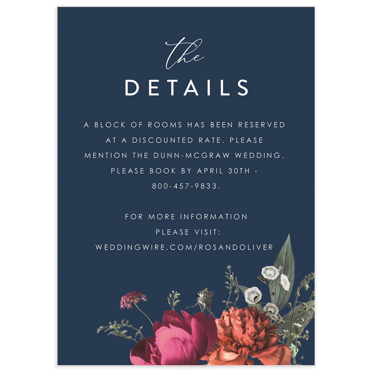 Classic Garden Wedding Enclosure Cards front in French Blue