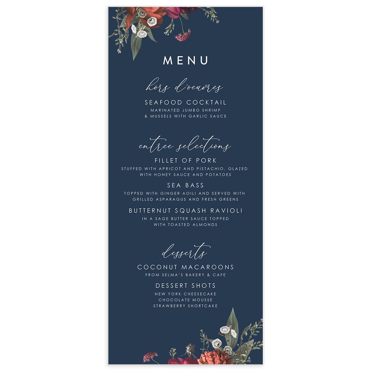 Classic Garden Menus front in French Blue