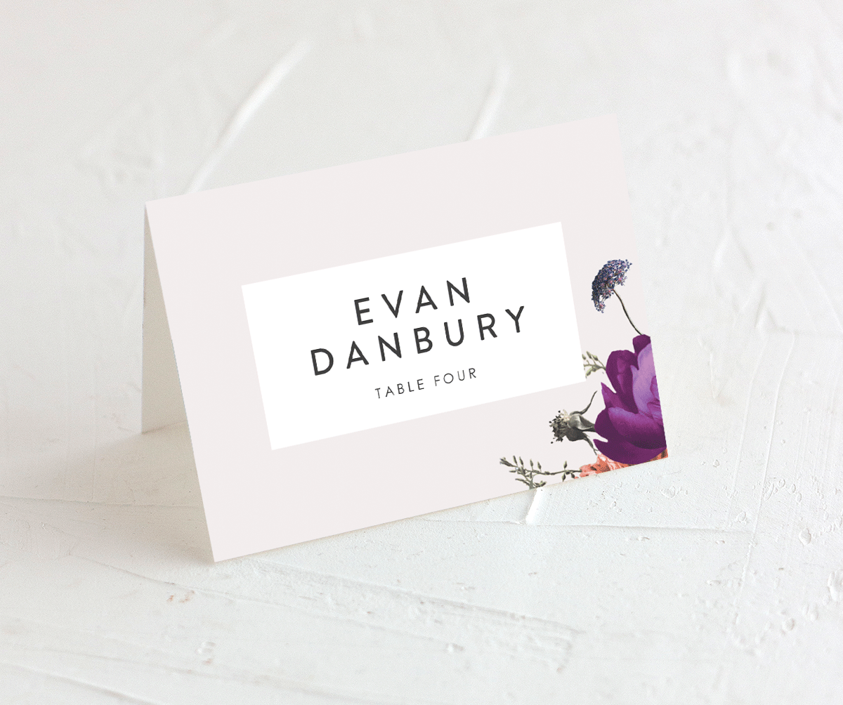 Classic Garden Place Cards front in Purple
