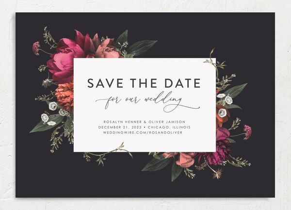 Classic Garden Save the Date Cards front in Midnight