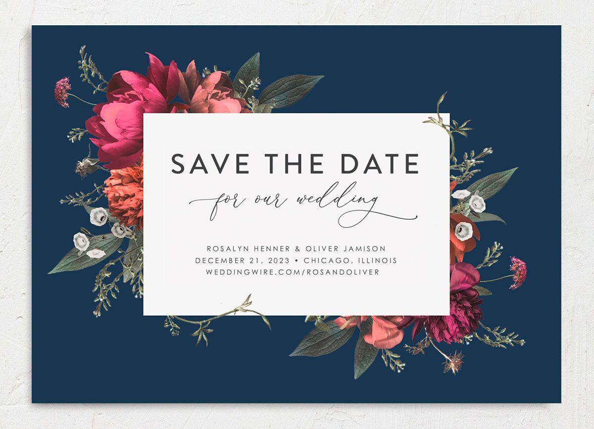Classic Garden Save the Date Cards front in French Blue