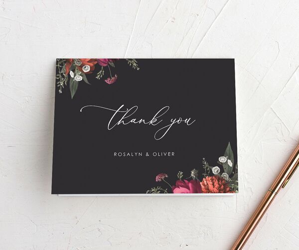 Classic Garden Thank You Cards front in Midnight