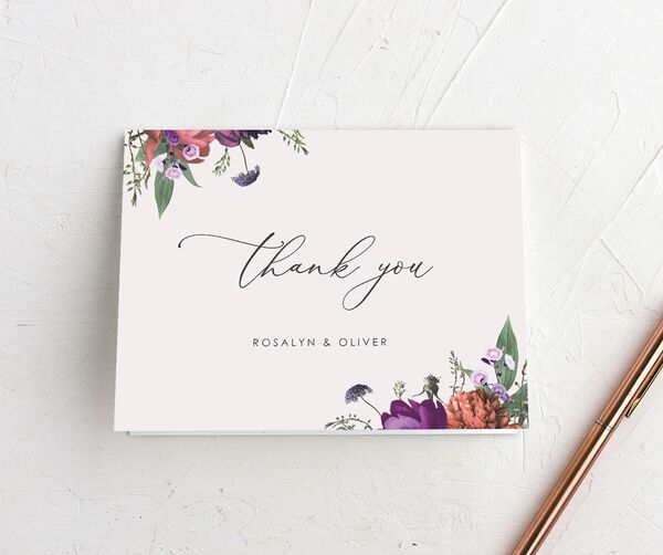 Classic Garden Thank You Cards front in Jewel Purple
