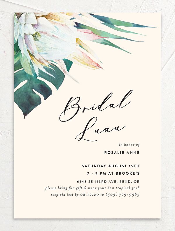 Lush Verdure Bridal Shower Invitations front in Champagne