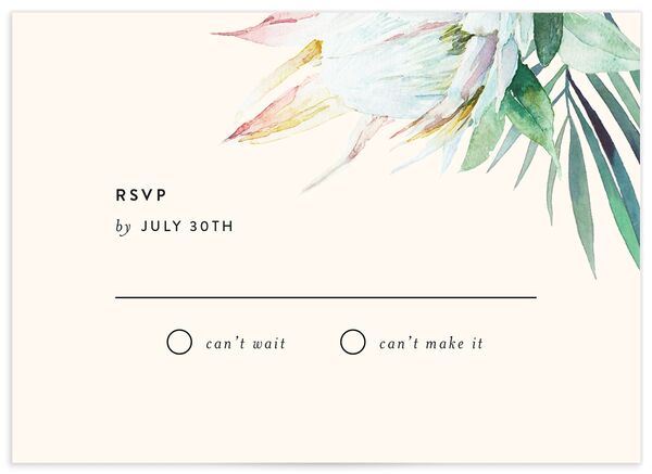 Lush Verdure Wedding Response Cards front in Champagne