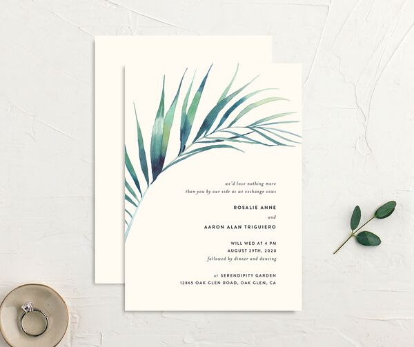 Lush Verdure Wedding Invitations front-and-back in Cream