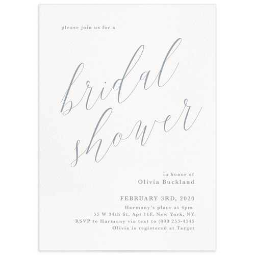 Minimalist Script Bridal Shower Invitations - French Blue