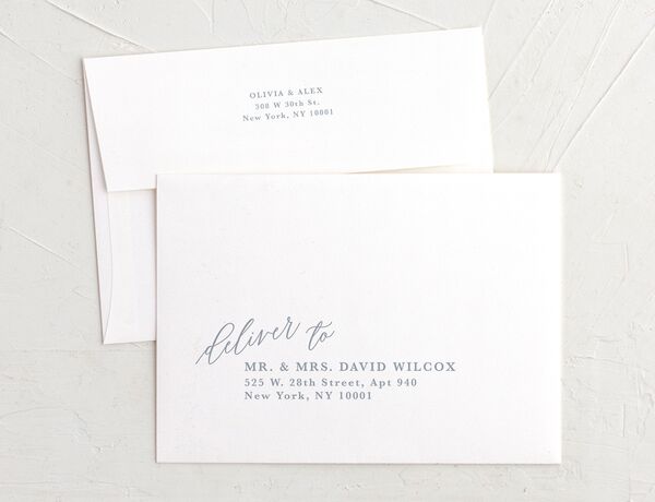 Minimalist Script Thank You Card Envelopes front in French Blue